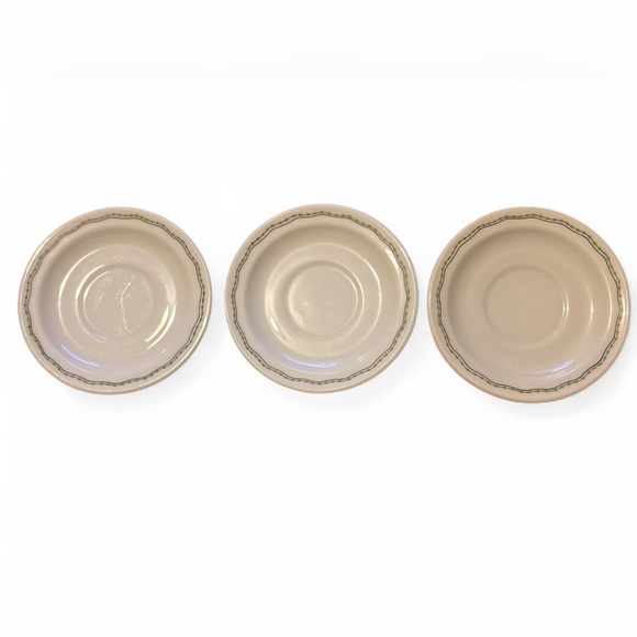 Pyrex Other - RARE 3 Pyrex England Green Arrow Stitch Border Teacup Saucer 7” Vintage English